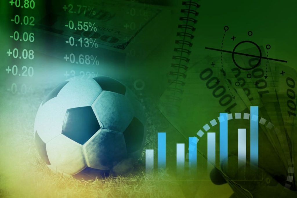 minge de fotbal cu statistici in fundal