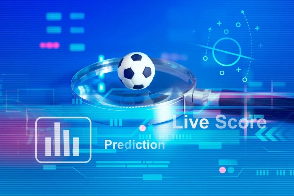 ilustratie cu o lupa si o minge de fotbal, inconjurate de grafice si statistici