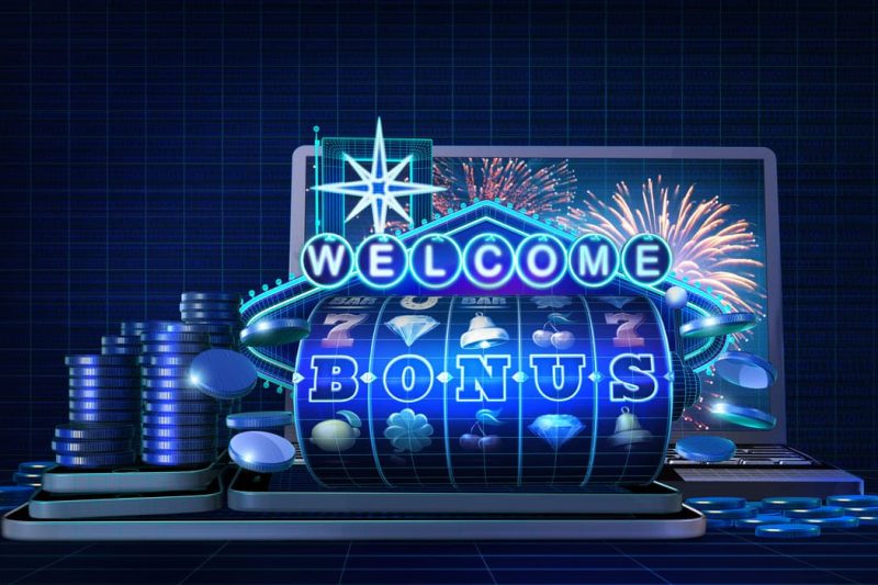 ilustratie cu bonus de bun venit, role, artificii si jetoane