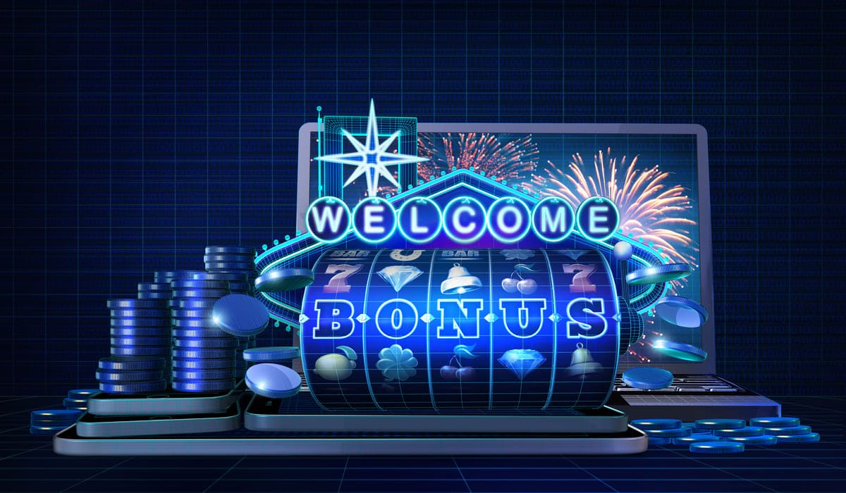 ilustratie cu bonus de bun venit, role, artificii si jetoane