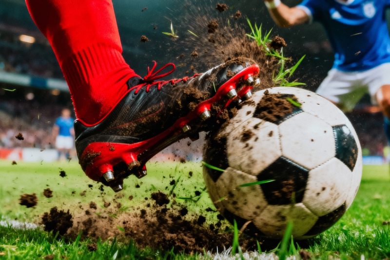 jucator care atinge mingea de fotbal